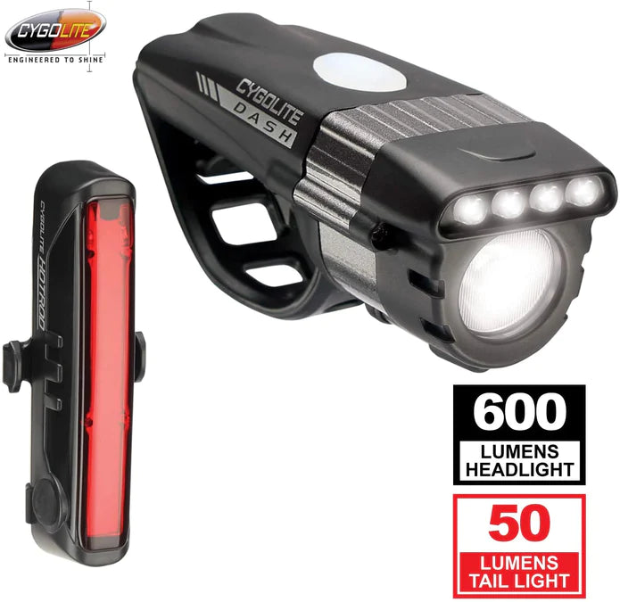 Cygolite Dash Pro 600 Lumen Headlight & Hotrod 50 Lumen Tail Light Combo Set