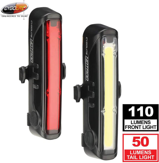 Cygolite Hotrod 110 Lumen Front Light & Hotrod 50 Tail Light USB Rechargeable Bike Light Combo Set