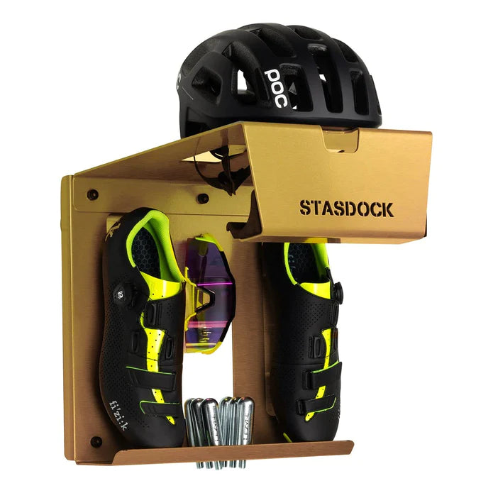 Stasdock Bike Wall Mount - Horizontal Indoor Bike Storage Rack for Garage or Home with Shoes and Glasses Holder - Durable Steel Material